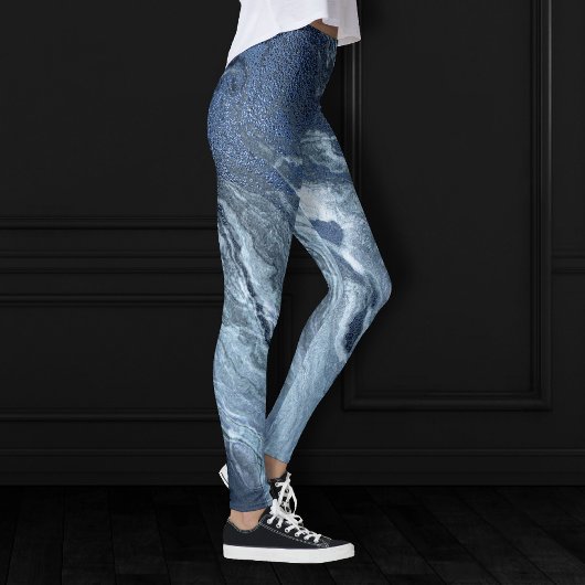 Crystalized Blue Agate | Dusty Slate Marble Stone Leggings