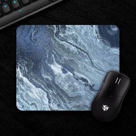Crystalized Blue Agate | Dusty Slate Marble Stone Mousepad