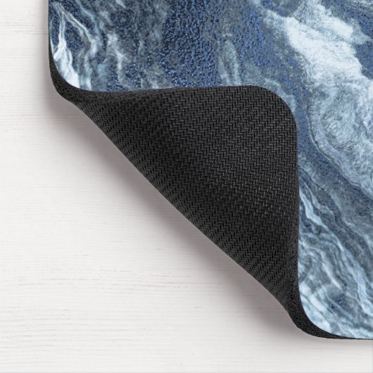 Crystalized Blue Agate | Dusty Slate Marble Stone Mousepad (Ecke)