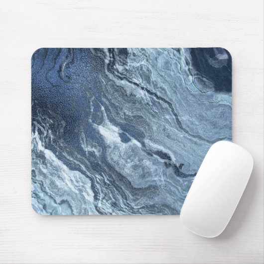 Crystalized Blue Agate | Dusty Slate Marble Stone Mousepad (Mit Mouse)