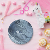 Crystalized Blue Agate | Dusty Slate Marble Stone Pappteller (Party)