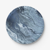 Crystalized Blue Agate | Dusty Slate Marble Stone Pappteller (Vorderseite)