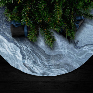 Crystalized Blue Agate   Dusty Slate Marble Stone Polyester Weihnachtsbaumdecke