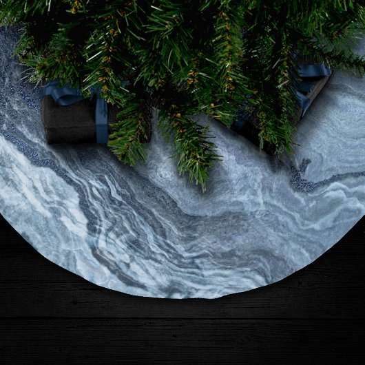 Crystalized Blue Agate | Dusty Slate Marble Stone Polyester Weihnachtsbaumdecke