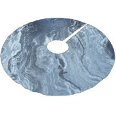 Crystalized Blue Agate | Dusty Slate Marble Stone Polyester Weihnachtsbaumdecke (Schrägansicht)