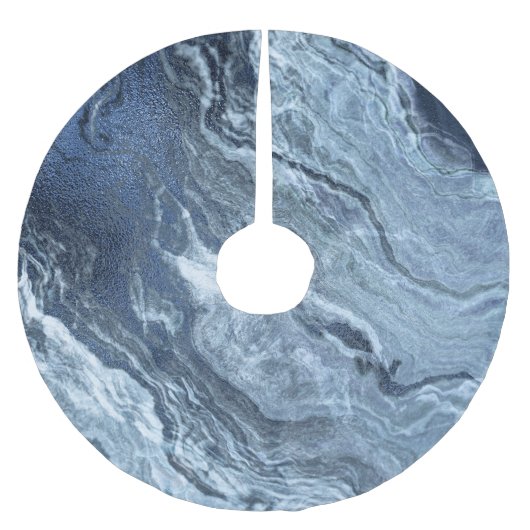 Crystalized Blue Agate | Dusty Slate Marble Stone Polyester Weihnachtsbaumdecke (Vorderseite)