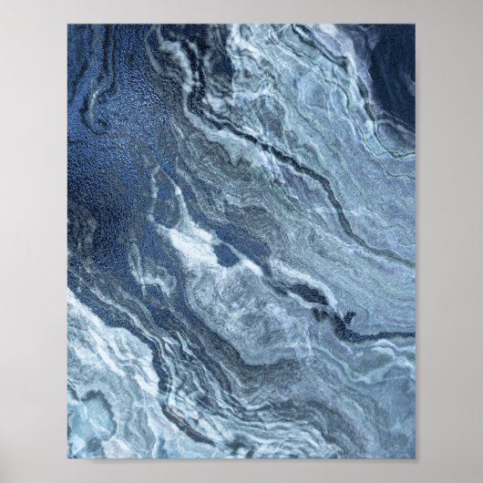 Crystalized Blue Agate | Dusty Slate Marble Stone Poster (Vorne)