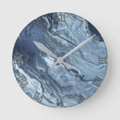 Crystalized Blue Agate | Dusty Slate Marble Stone Runde Wanduhr (Vorderseite)