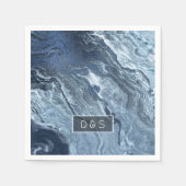 Crystalized Blue Agate | Dusty Slate Marble Stone Serviette (Vorderseite)