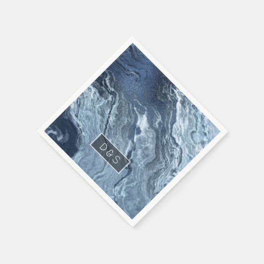 Crystalized Blue Agate | Dusty Slate Marble Stone Serviette (Ecke)