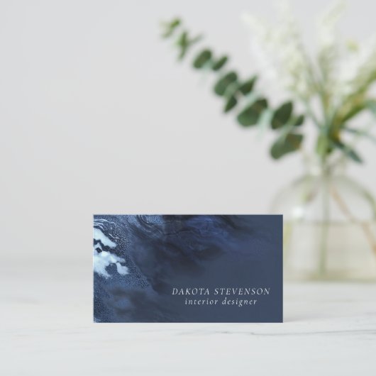 Crystalized Blue Agate | Dusty Slate Marble Stone Visitenkarte (Stehend Vorderseite)