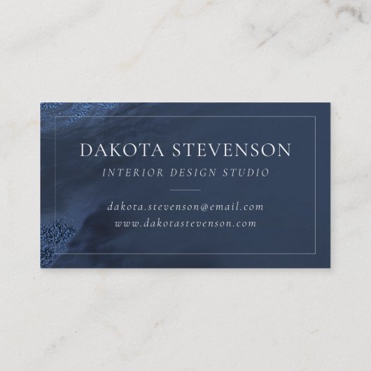 Crystalized Blue Agate | Dusty Slate Marble Stone Visitenkarte (Rückseite)