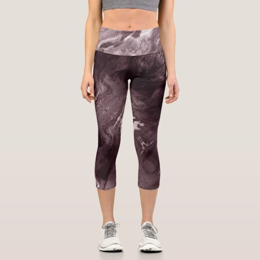 Crystalized Mauve Agate | Dusty Rose Rosa Marmor Capri Leggings (Vorderseite)