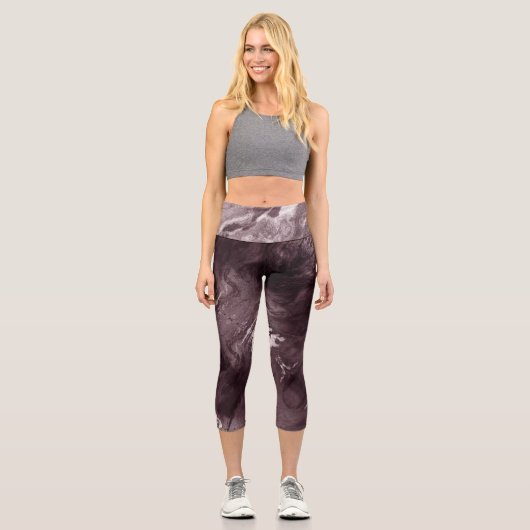 Crystalized Mauve Agate | Dusty Rose Rosa Marmor Capri Leggings (Vorderseite)