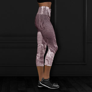 Crystalized Mauve Agate   Dusty Rose Rosa Marmor Capri Leggings