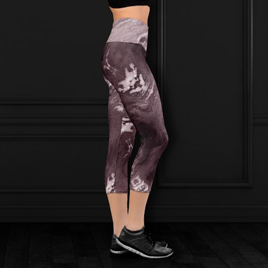Crystalized Mauve Agate | Dusty Rose Rosa Marmor Capri Leggings