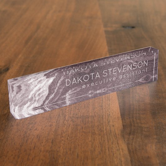 Crystalized Mauve Agate | Dusty Rose Rosa Marmor Namensplakette (Seite)