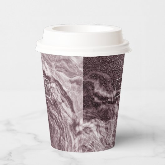 Crystalized Mauve Agate | Dusty Rose Rosa Marmor Pappbecher (Rechts)