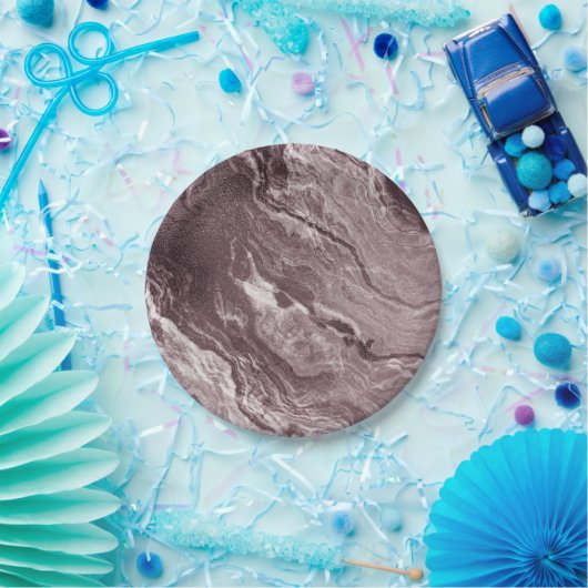 Crystalized Mauve Agate | Dusty Rose Rosa Marmor Pappteller (Party)