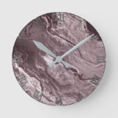 Crystalized Mauve Agate | Dusty Rose Rosa Marmor Runde Wanduhr (Vorderseite)