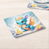 Crystalized Niedlich Baby Blue Dragon-68799 Rechteckiger Pappuntersetzer (angewinkelt)