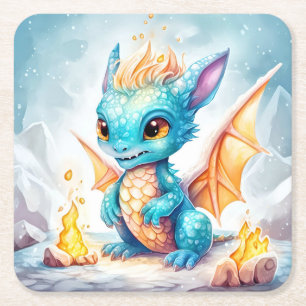 Crystalized Niedlich Baby Blue Dragon-68799 Rechteckiger Pappuntersetzer