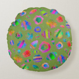 Crystalline Riverbed Moss Green Rundes Kissen