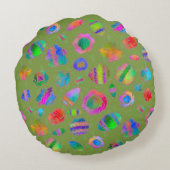 Crystalline Riverbed Moss Green Rundes Kissen (Rückseite)