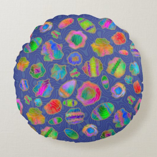 Crystalline Riverbed Winter Blue Rundes Kissen (Vorderseite)