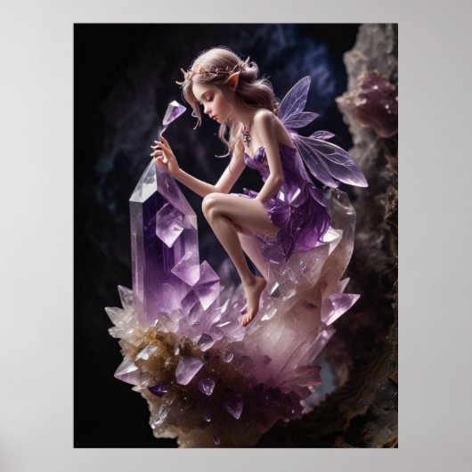 Crystals Amethyst Fairy Wall Art Poster (Vorne)