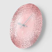 Crystals Confetti Glitter Grey Glass Pink Rose Große Wanduhr (Winkel)