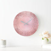 Crystals Confetti Glitter Rose Pink Glass Glam Große Wanduhr (Zuhause)