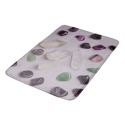 Crystals Gems Energy Vibes Design Bath Mat Badematte (Schrägansicht)