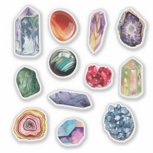 Crystals Healing Stones Sticker Set (Vorderseite)