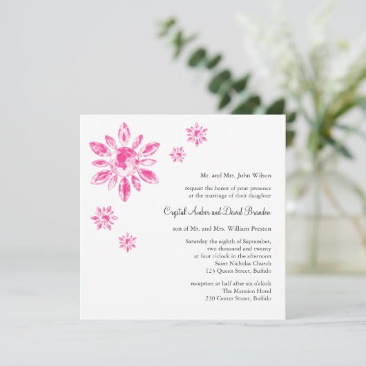 Crystals Hochzeitseinladung (weiß) Einladung (Stehend Vorderseite)