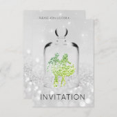 Crystals HoeDown Country Party Grauer grüner Glitz Einladung (Vorne/Hinten)