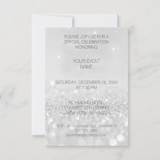 Crystals HoeDown Country Party Gray Gold Glitzer Einladung (Rückseite)