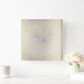 Crystals Infinity Gold Sepia Concept Modern Quadratische Wanduhr (Zuhause)