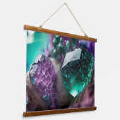 Crystals Ruby Amethyst Gemstones Wandteppich Mit Holzrahmen (Gewinkelt)