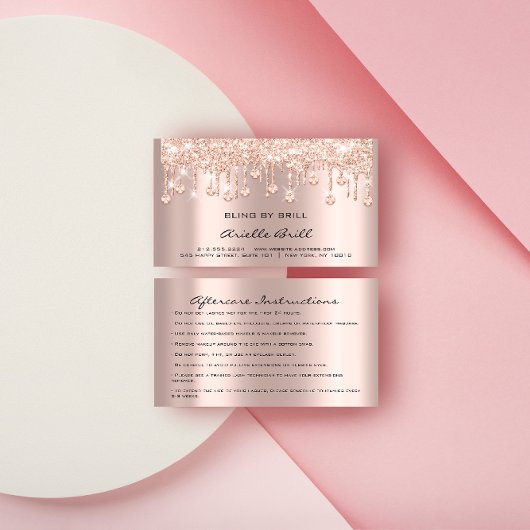 Crystals Tropfen Rose Spark Bling Aftercare Visitenkarte