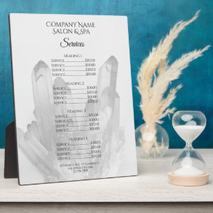 Crystals Wellness-Center Salon Services Menü Fotoplatte