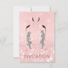 Crystals Western Country Party Glitzer Rosa Grau Einladung