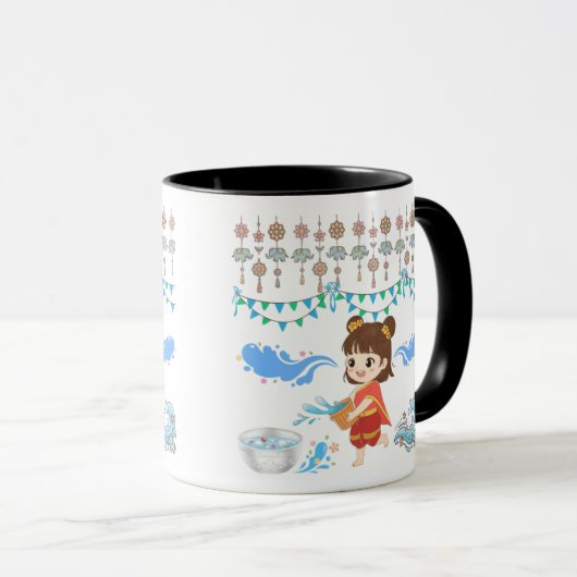 Crystalwasser-Feier schwarz & weiß Tasse (VorderseiteRechts)