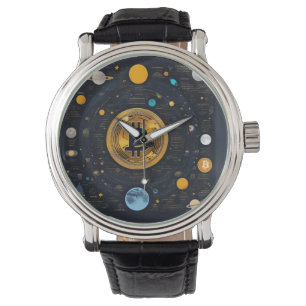 Crytpo - Bitcoin-Shirt - Mondzeit - KI Armbanduhr