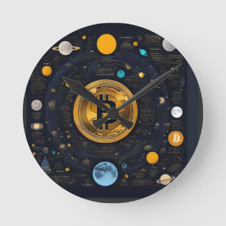 Crytpo - Bitcoin-Shirt - Mondzeit - KI Runde Wanduhr