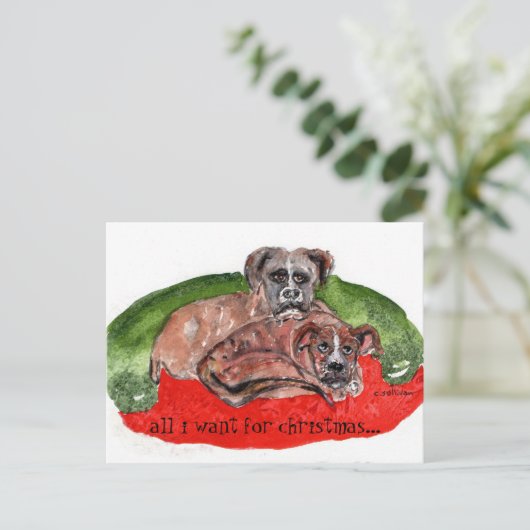 CS. 80 Aquarellmalerei Weihnachtsjungen Postkarte (Stehend Vorderseite)