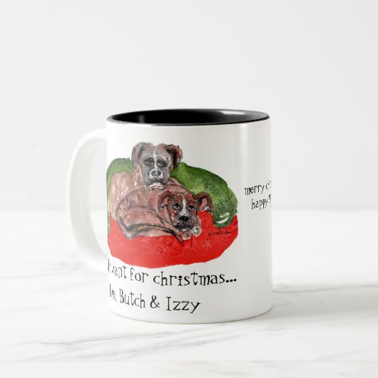 cs 80 Xmas 2019 Butch & Izzy001 (2) Zweifarbige Tasse (Vorderseite Links)