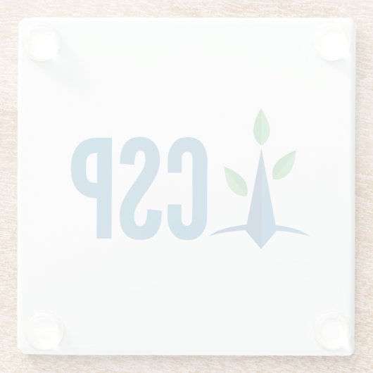 CSP einfaches Logo Glasuntersetzer (Rückseite)