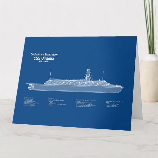 CSS Virginia - Pläne für den Schiffsbau ABD Dankeskarte (Vorderseite)