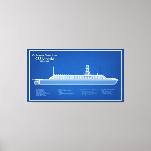 CSS Virginia - Pläne für den Schiffsbau ABD Leinwanddruck (Vorderseite)